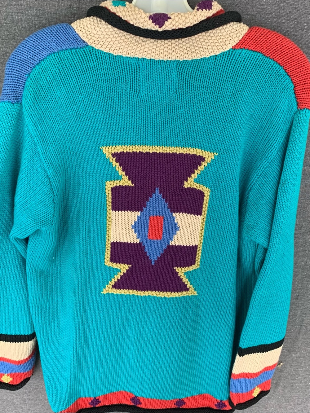 🆕 Handknits Storybook Knits Geometric Button Up Cardigan Sweater Aztec Boho - Picture 10 of 14